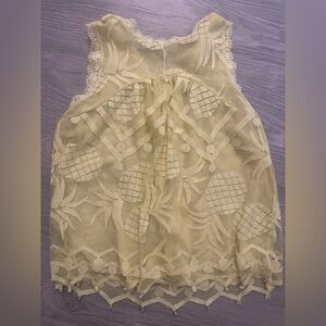 Anthropologie Yellow Lace Pineapple Blouse